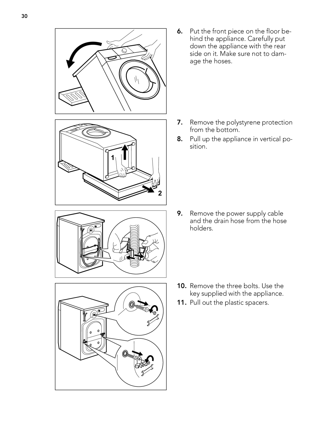 AEG L 60260 FL user manual Pull out the plastic spacers 