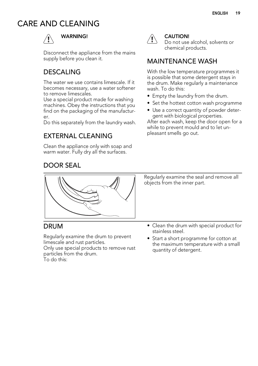 AEG L 60270 user manual Care and Cleaning 