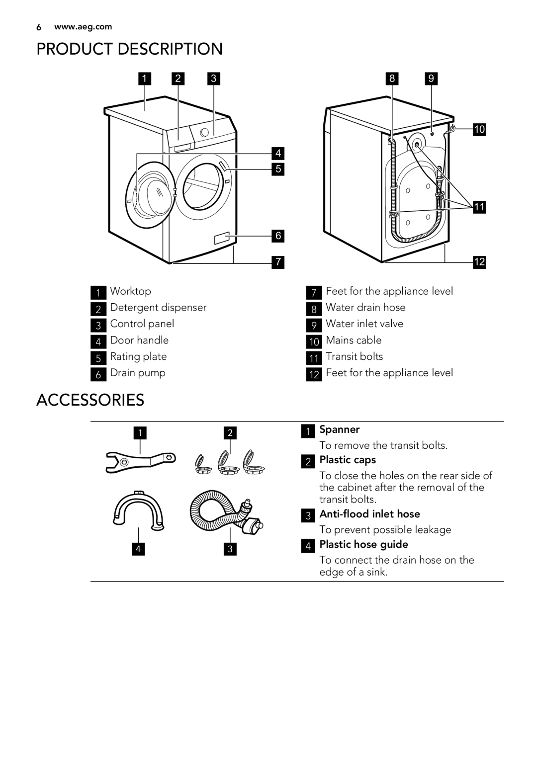 AEG L 60270 user manual Product Description, Accessories 