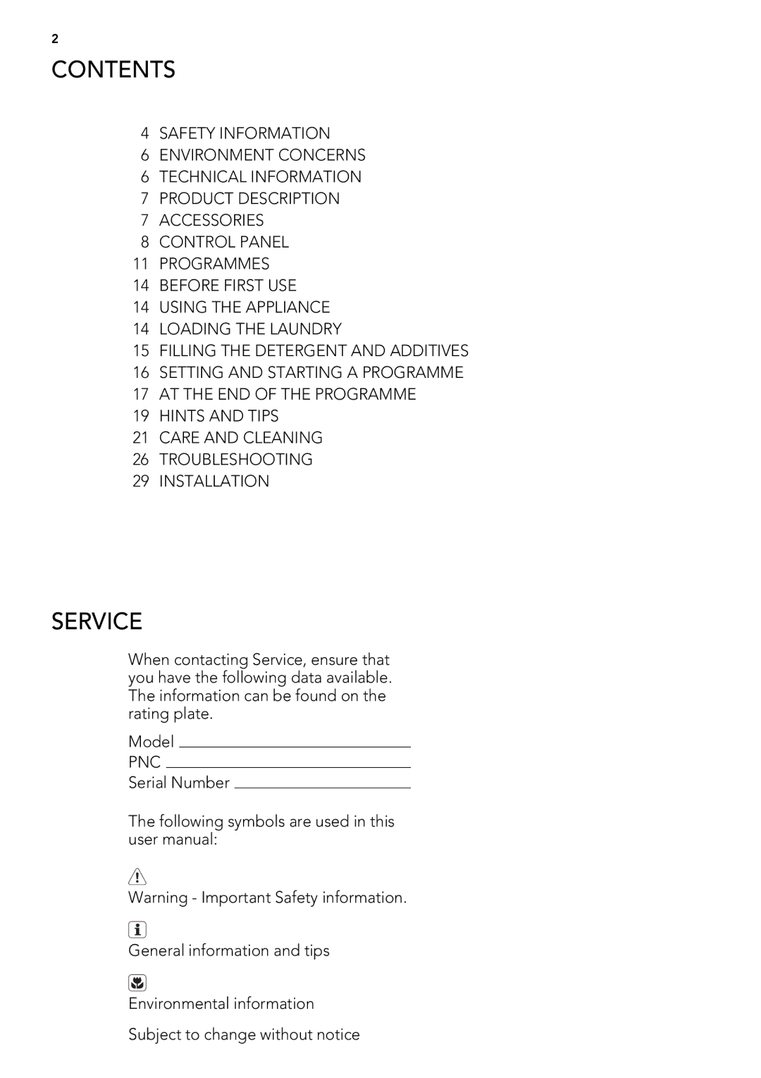 AEG L 60460 FL, L 60468 FL, L 60660 FL user manual Contents, Service 