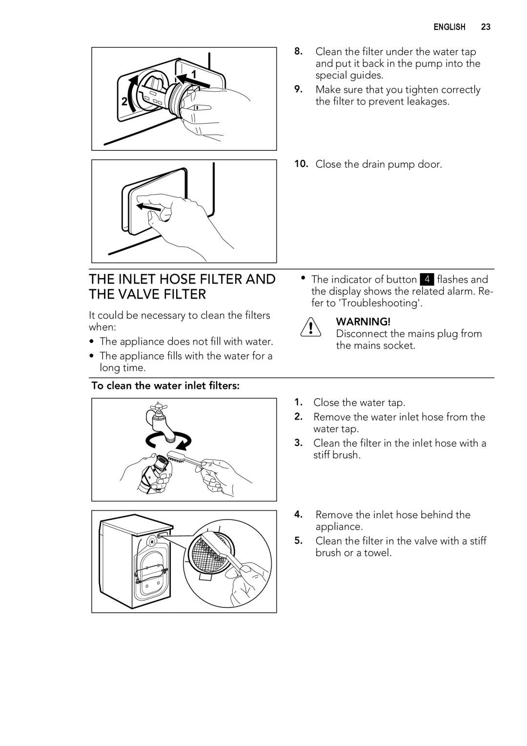 AEG L 70270 VFL user manual Inlet Hose Filter, Valve Filter 