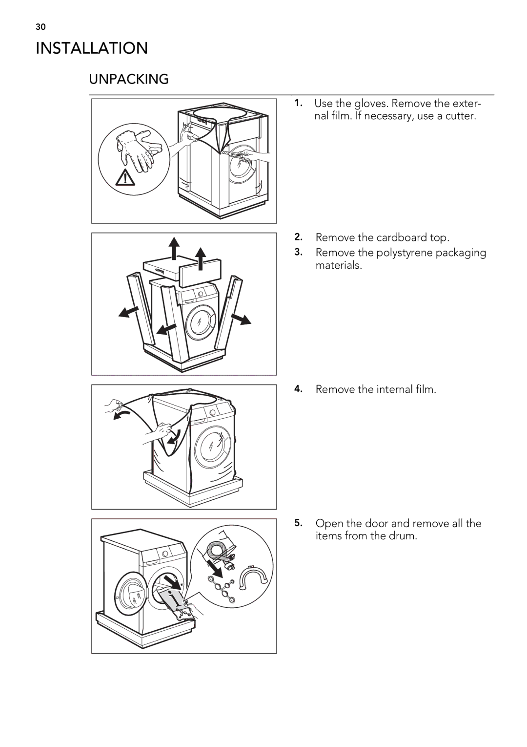 AEG L 71260 SL, L 71060 SL user manual Installation, Unpacking 