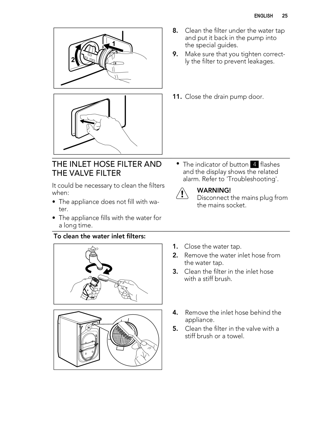 AEG L 71670 FL, L 71479 FL, L 71470 FL user manual Inlet Hose Filter, Valve Filter 