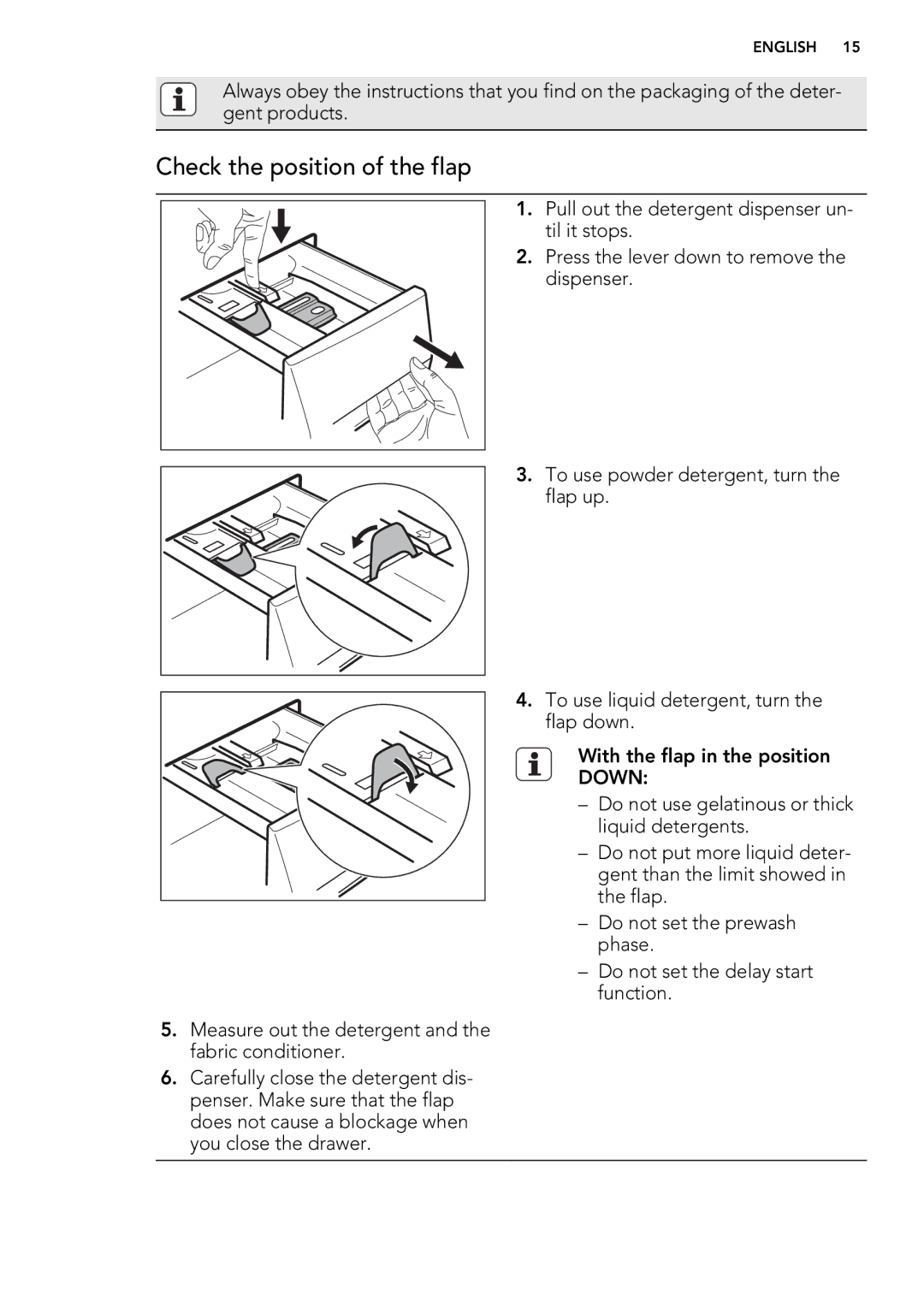 AEG L 75475 FL, L 75675 FL user manual Check the position of the flap 