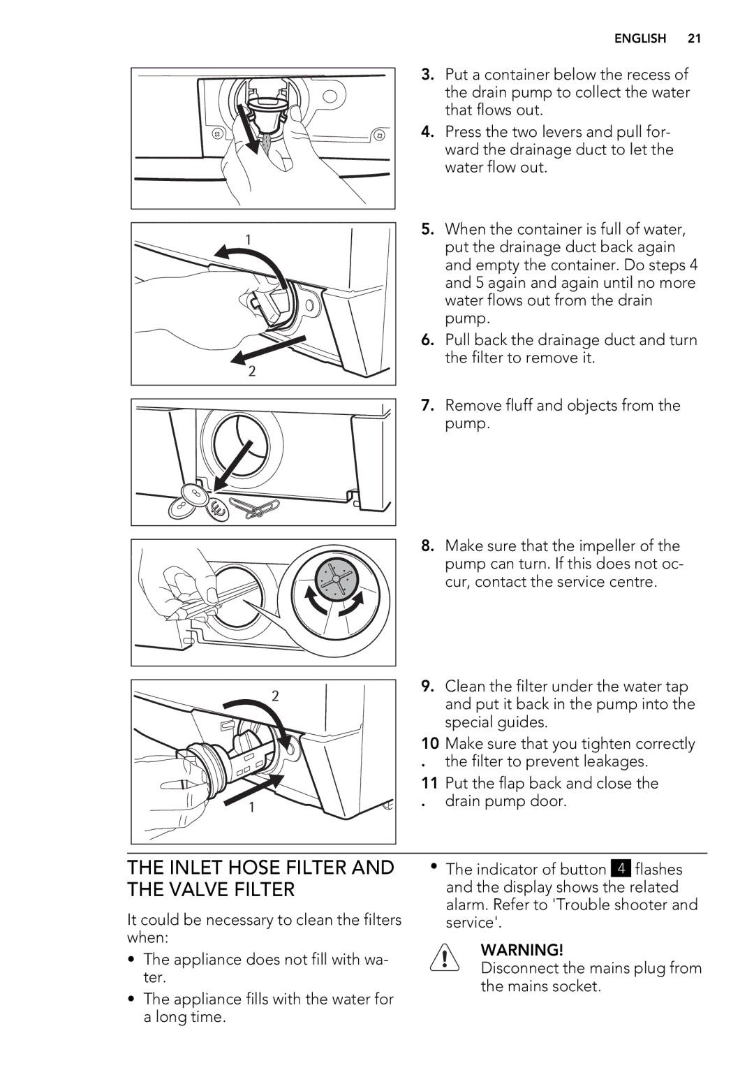 AEG L 75475 FL, L 75675 FL user manual Inlet Hose Filter and the Valve Filter 