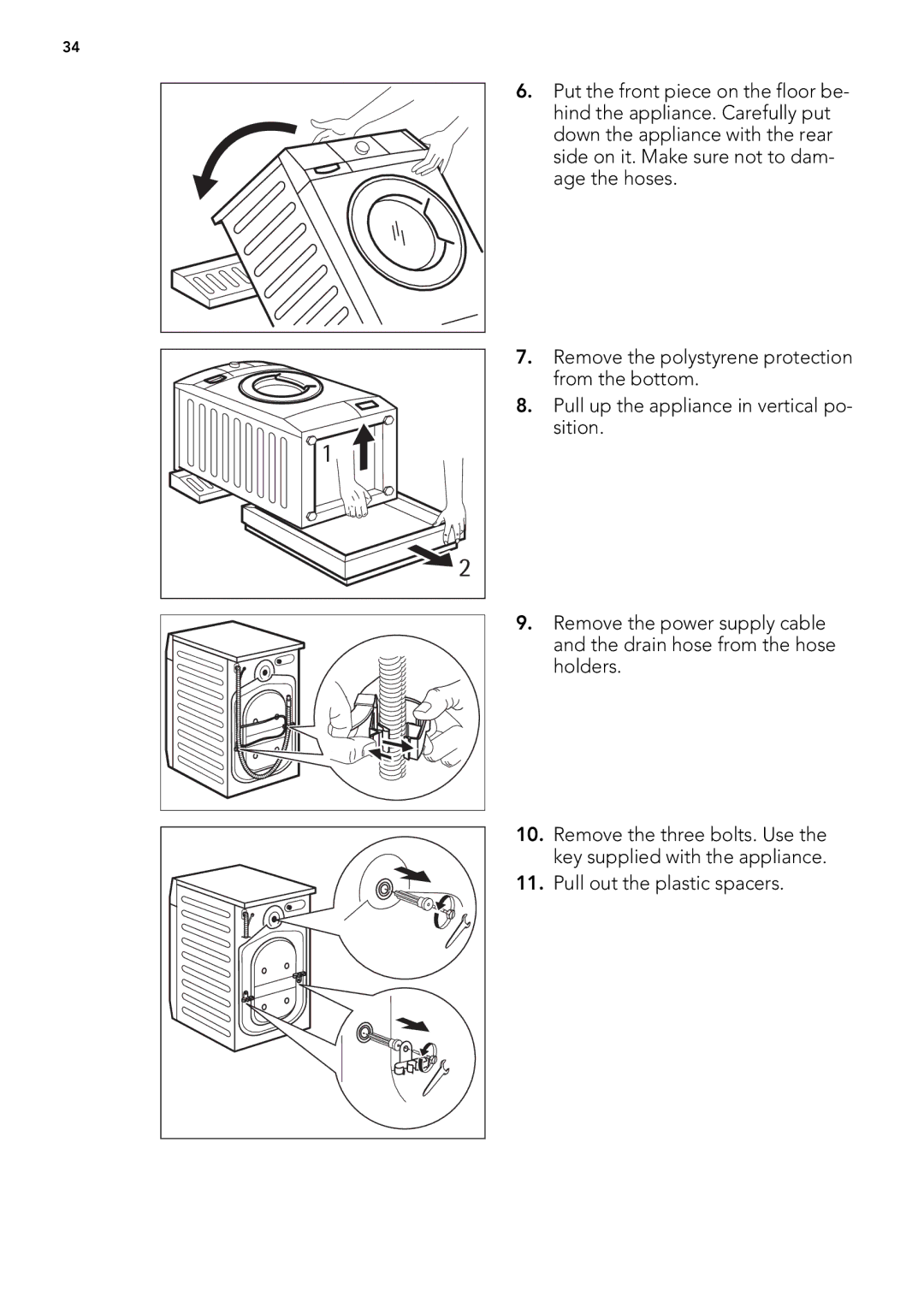 AEG L 87680 FL, L 87480 FL user manual Pull out the plastic spacers 