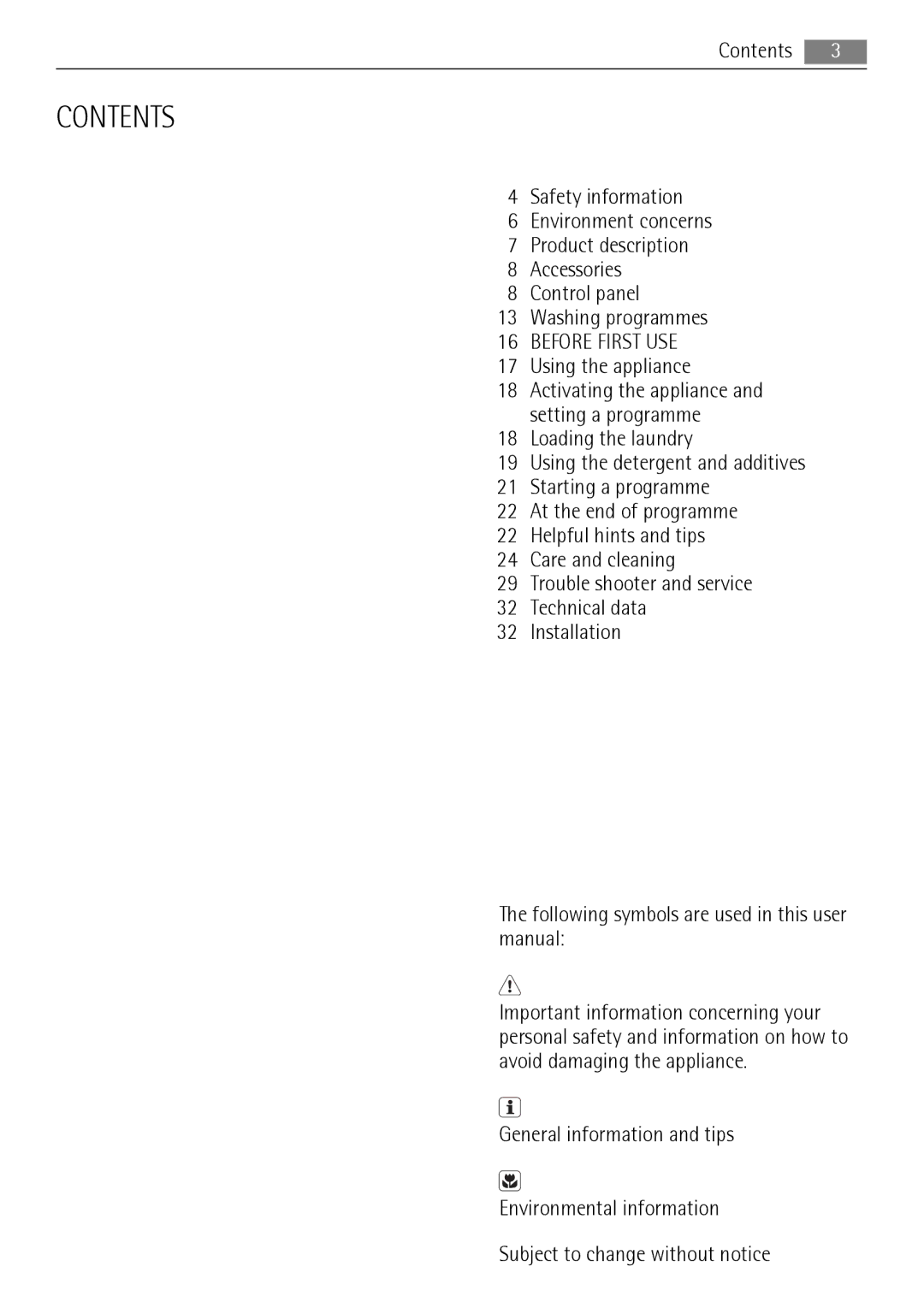 AEG L 96485 FL user manual Contents 