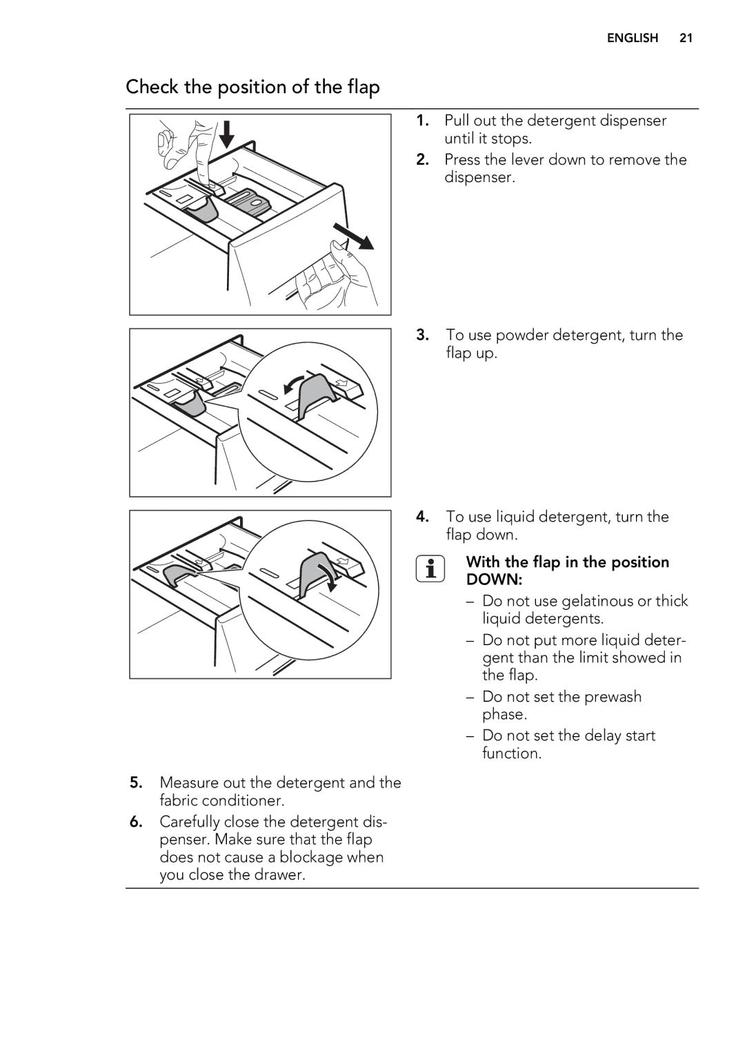 AEG L 98499 FL, L 98699 FL user manual Check the position of the flap, Down 