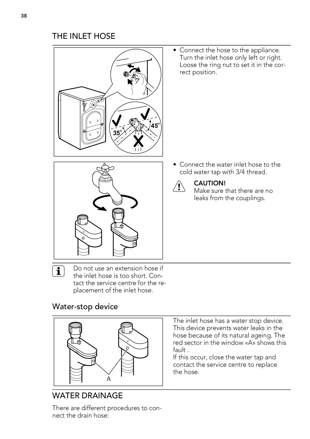 AEG L 98699 FL, L 98499 FL user manual Inlet Hose, Water Drainage 