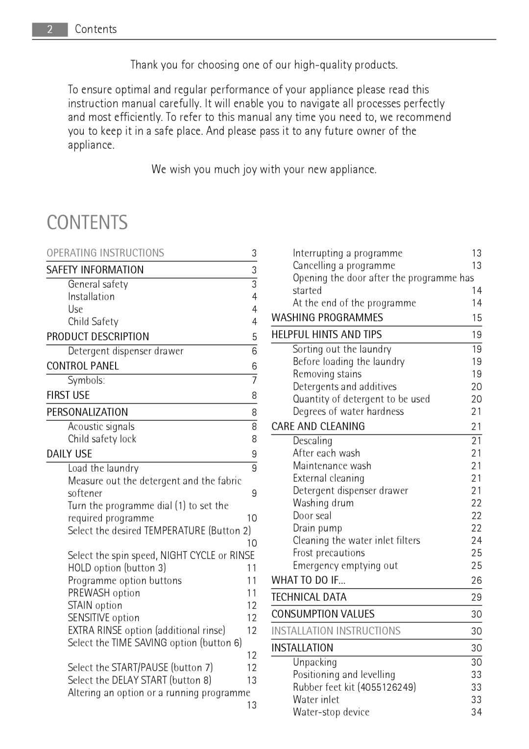 AEG LN 79680A3, LN 79689A3 user manual Contents 