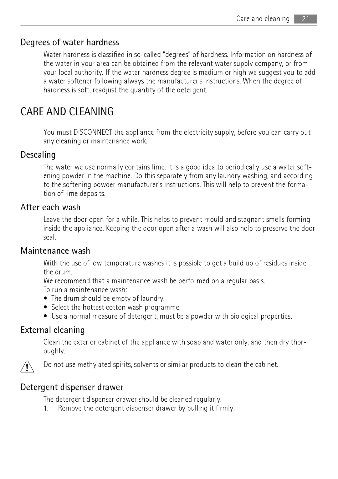 AEG LN 79689A3, LN 79680A3 user manual Care and Cleaning 