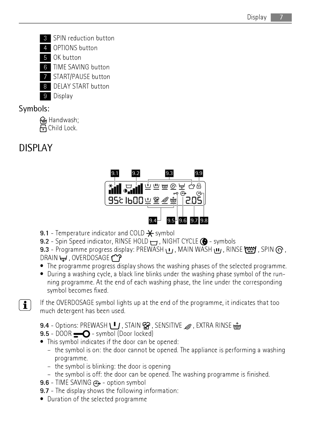 AEG LN 79689A3, LN 79680A3 user manual Display, Symbols 