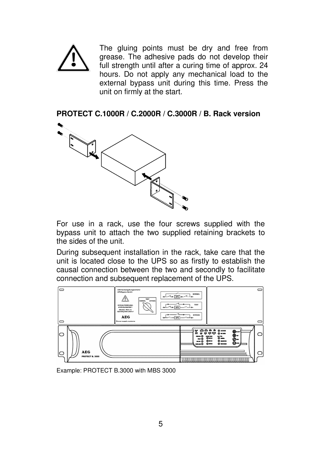 AEG MBS 2000 manual Protect C.1000R / C.2000R / C.3000R / B. Rack version 