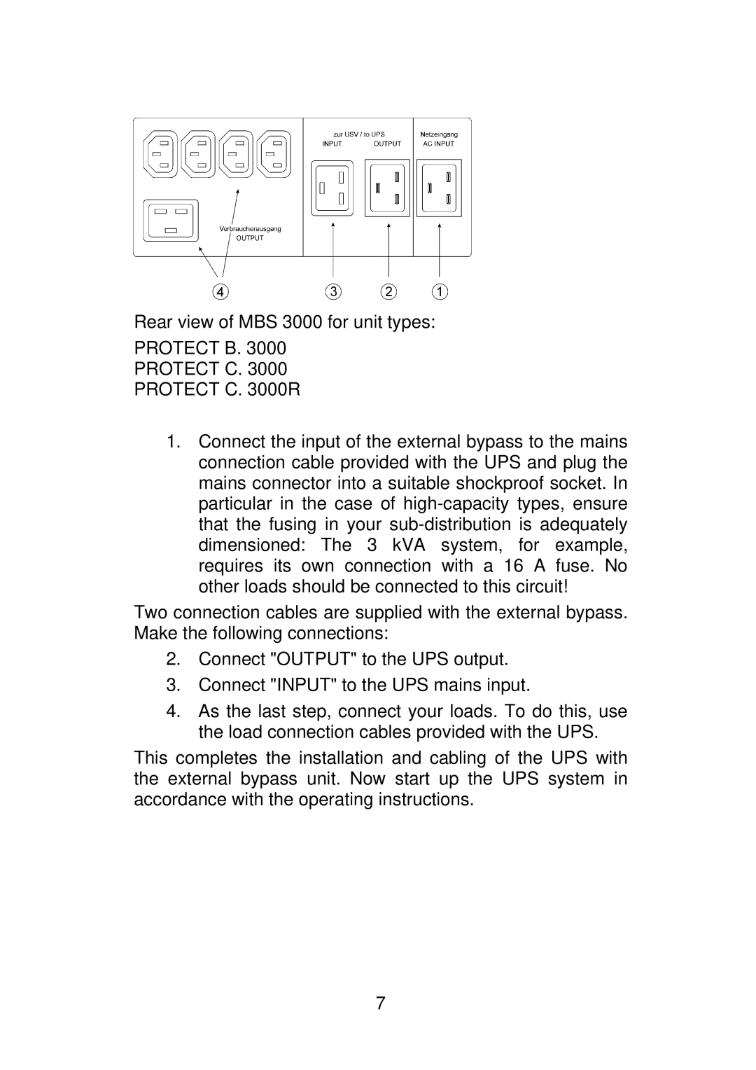 AEG MBS 2000 manual Rear view of MBS 3000 for unit types 