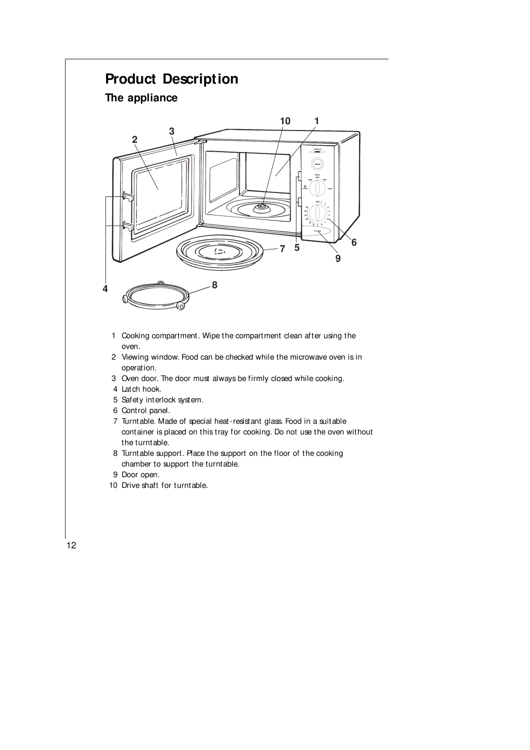 AEG MC_170 manual Product Description, Appliance 