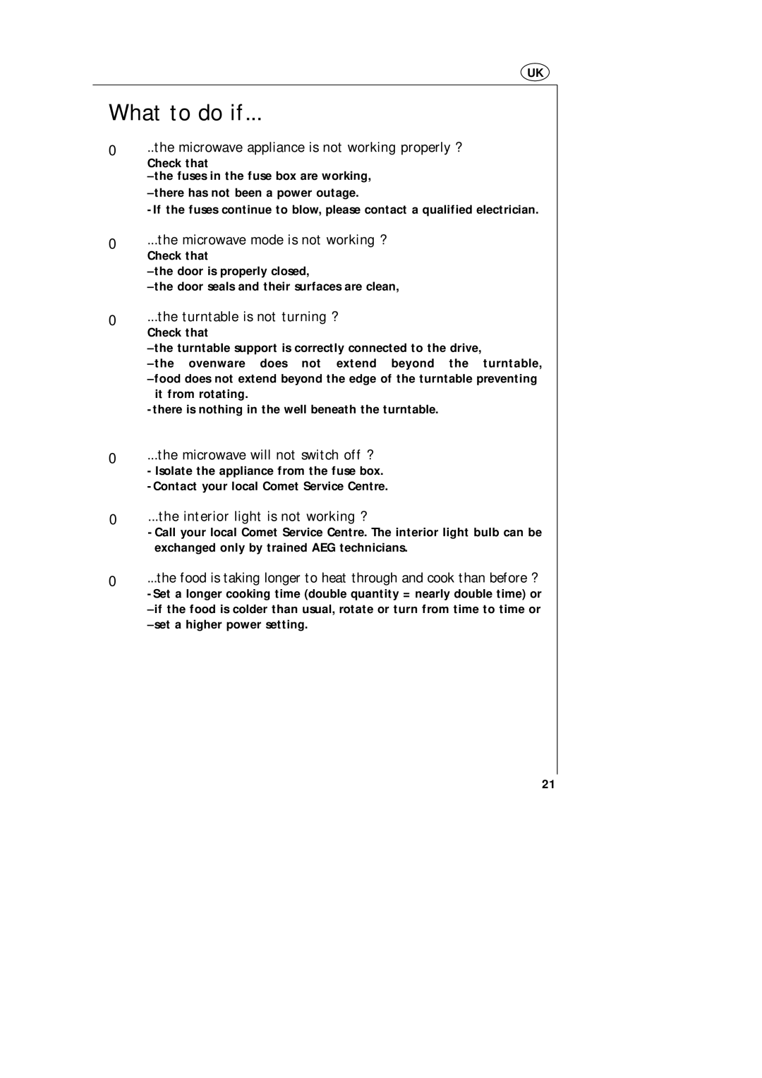 AEG MC_170 manual What to do if 