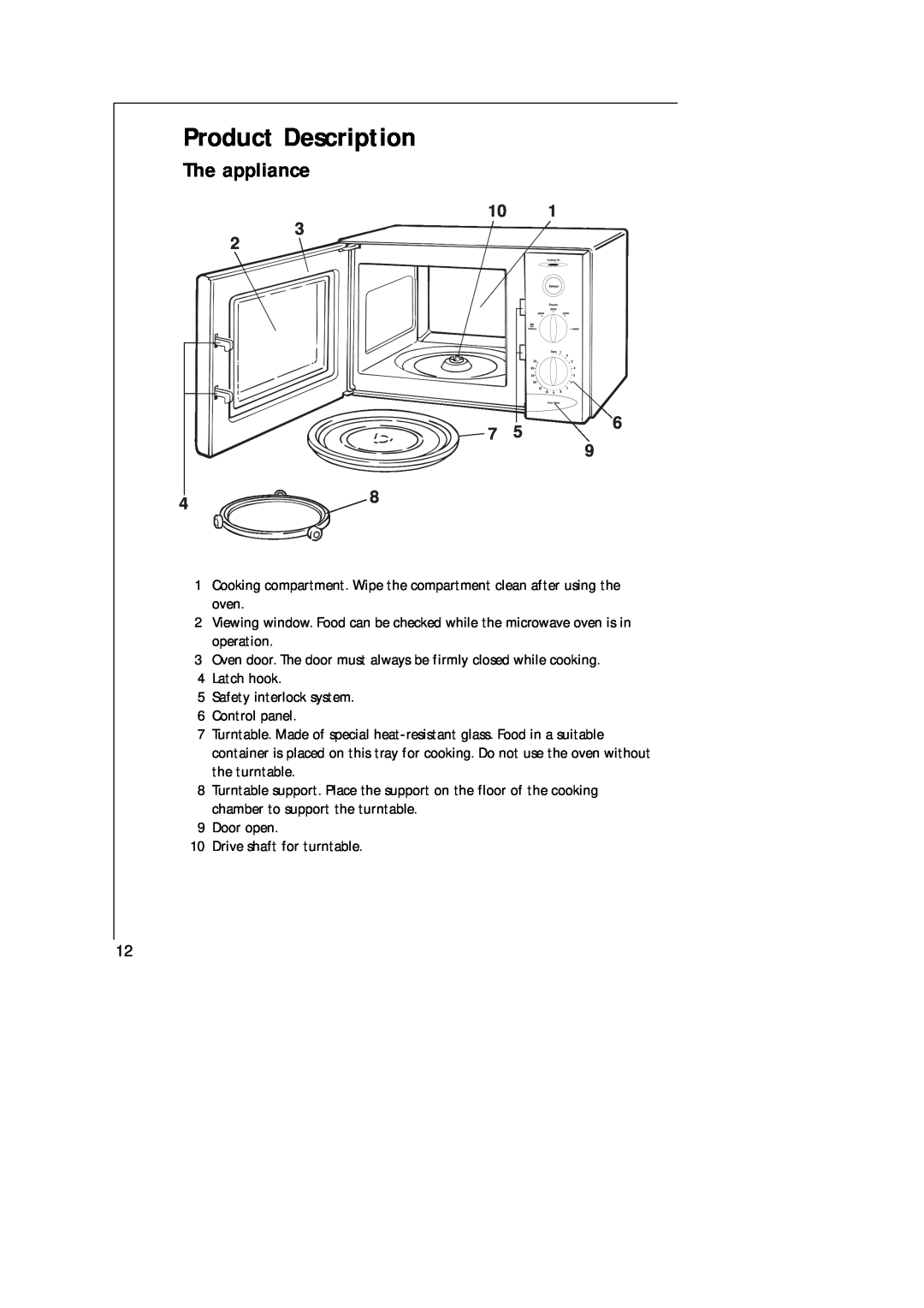 AEG MC_170 manual Product Description, The appliance 