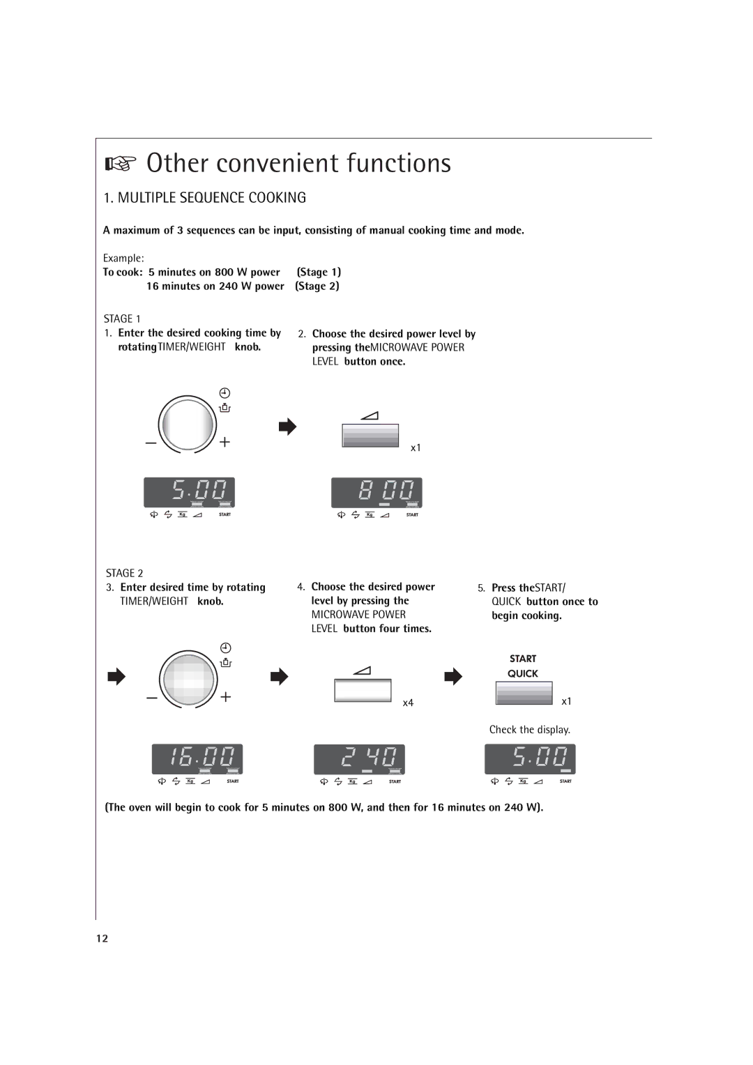 AEG MC1761E, MC1751E operating instructions Other convenient functions, Example, Check the display 