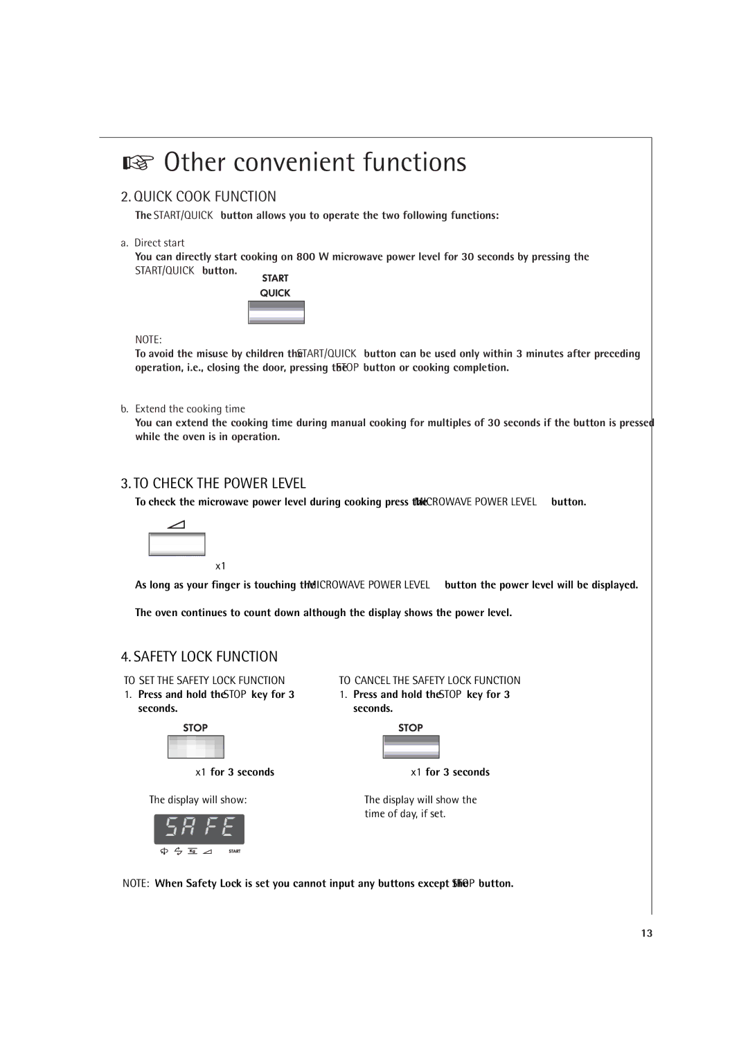 AEG MC1751E, MC1761E operating instructions Direct start, Extend the cooking time 