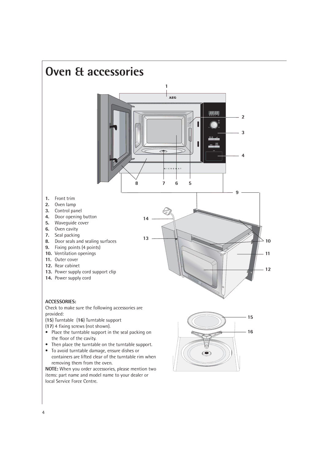 AEG MC1761E, MC1751E operating instructions Oven & accessories, 87 6 