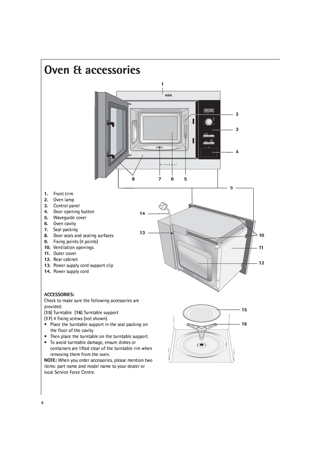 AEG MC1761E, MC1751E operating instructions Oven & accessories 