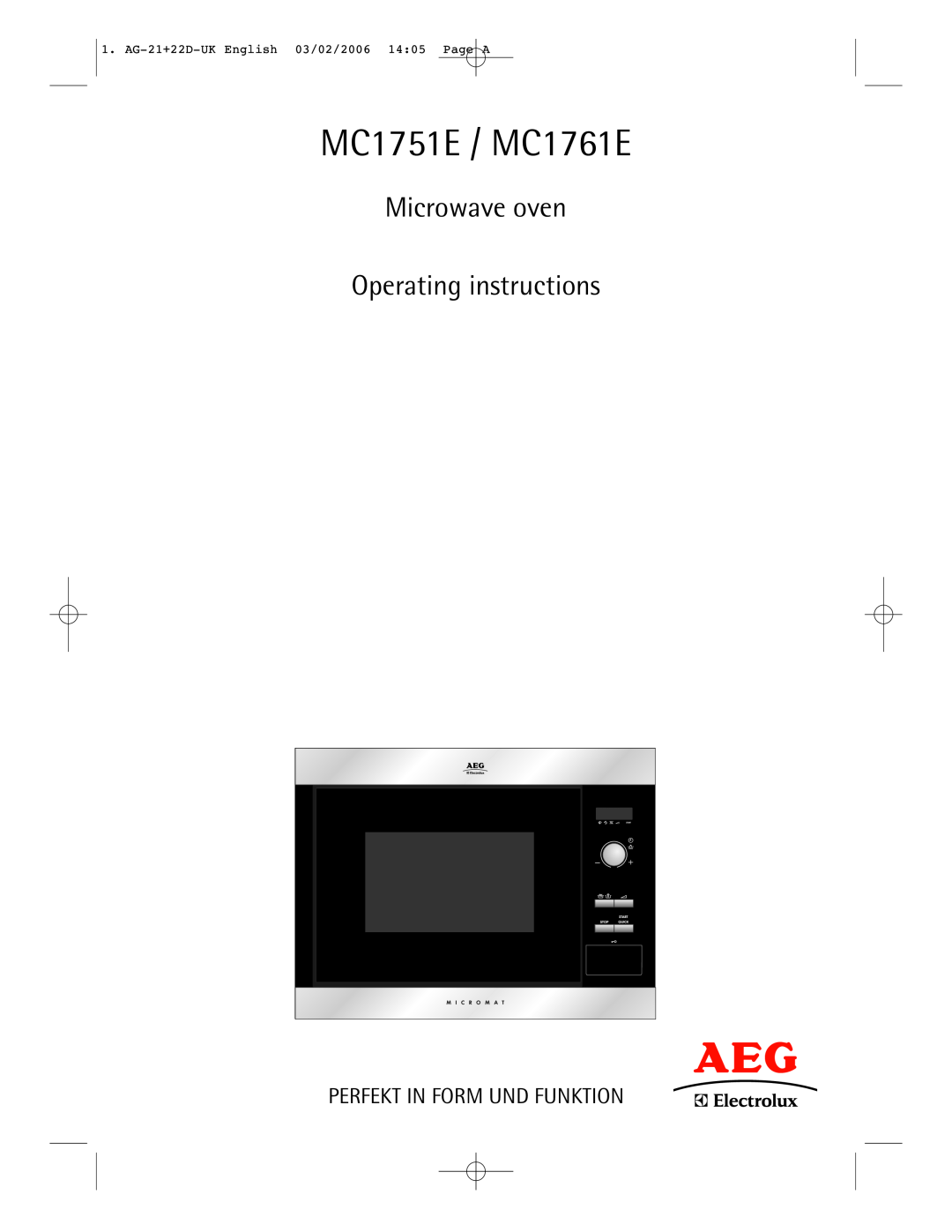AEG operating instructions MC1751E / MC1761E, Microwave oven Operating instructions, Perfekt In Form Und Funktion 