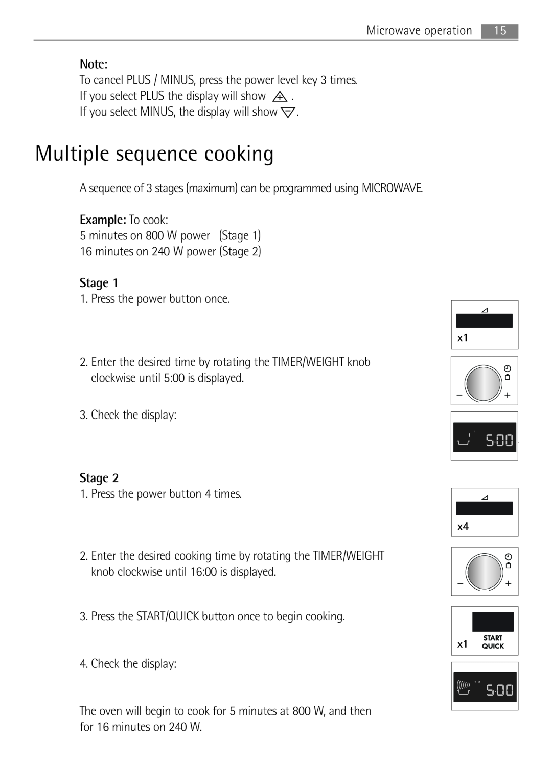AEG MC1753E, MC1763E user manual Multiple sequence cooking, Example To cook, Stage 