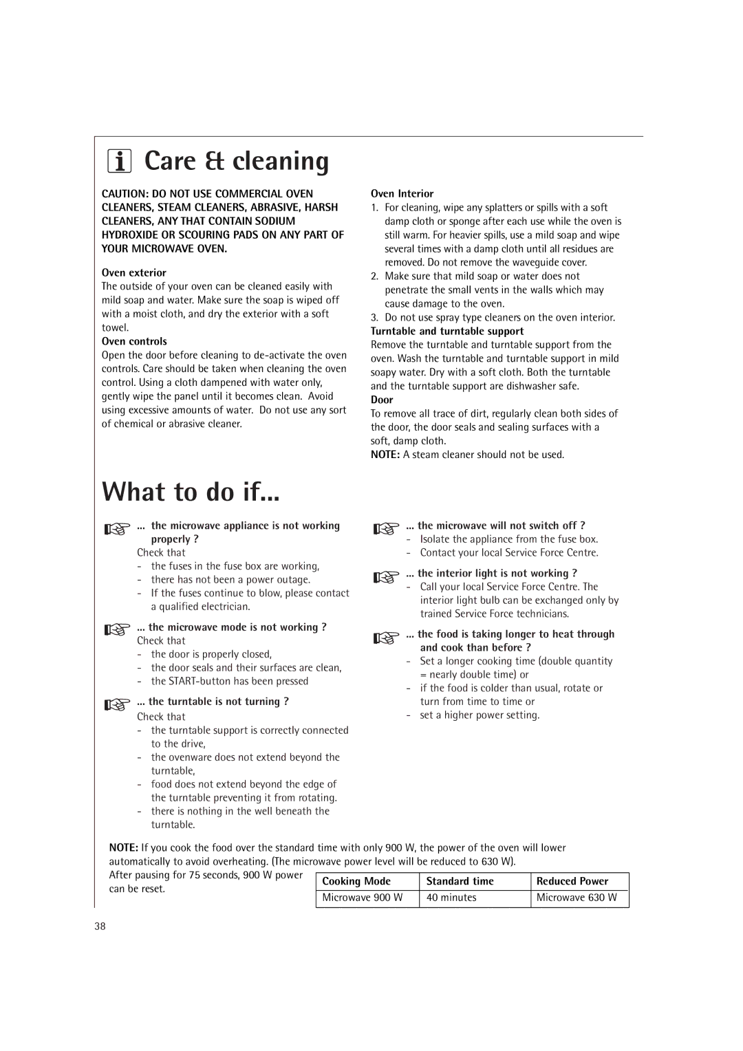 AEG MC2660E operating instructions Care & cleaning, What to do if 