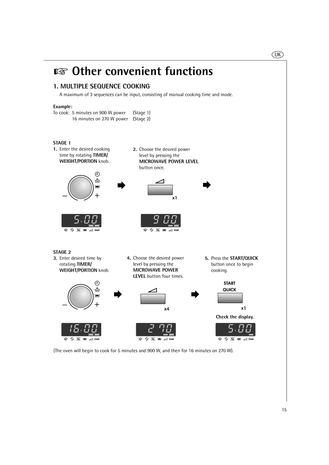AEG MC2661E manual Other convenient functions, Multiple Sequence Cooking, Stage, Microwave Power 