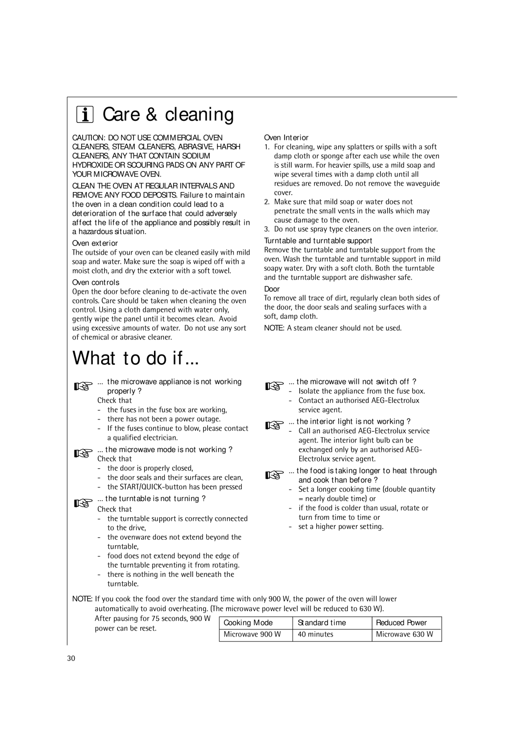 AEG MC2661E manual Care & cleaning, What to do if 