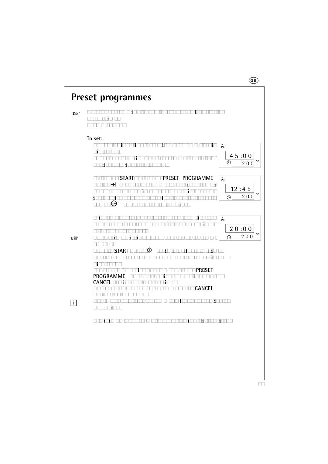 AEG MCC 663 instruction manual Preset programmes, To set 