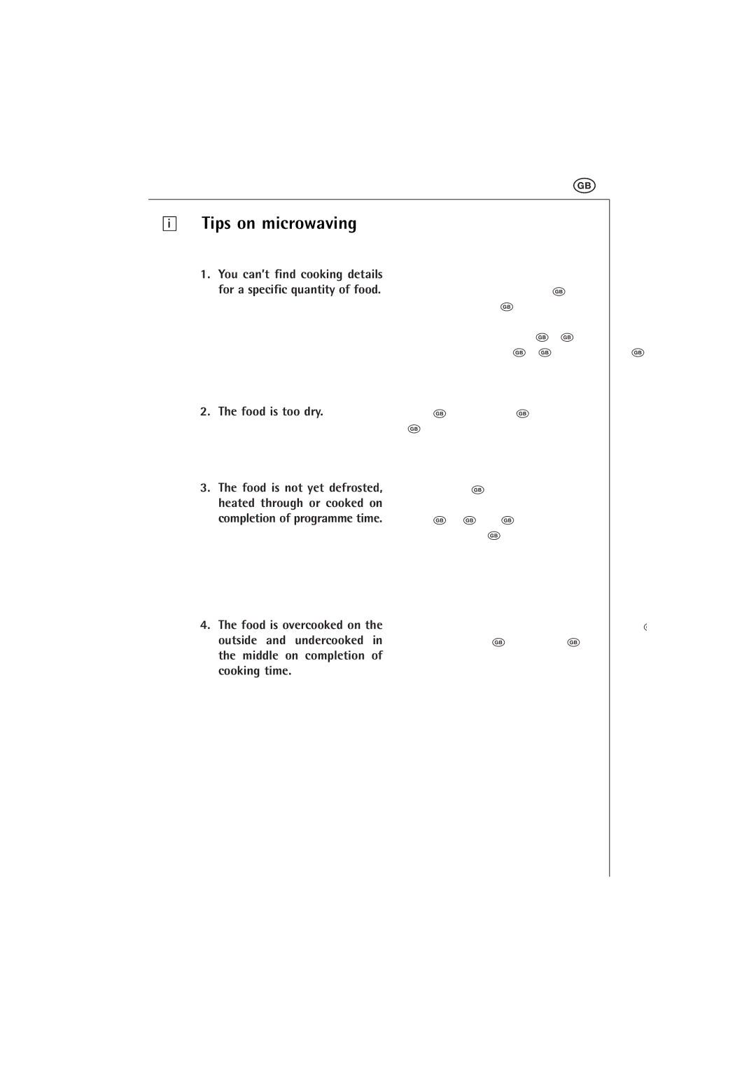 AEG MCC 663 instruction manual Tips on microwaving, Food is too dry 