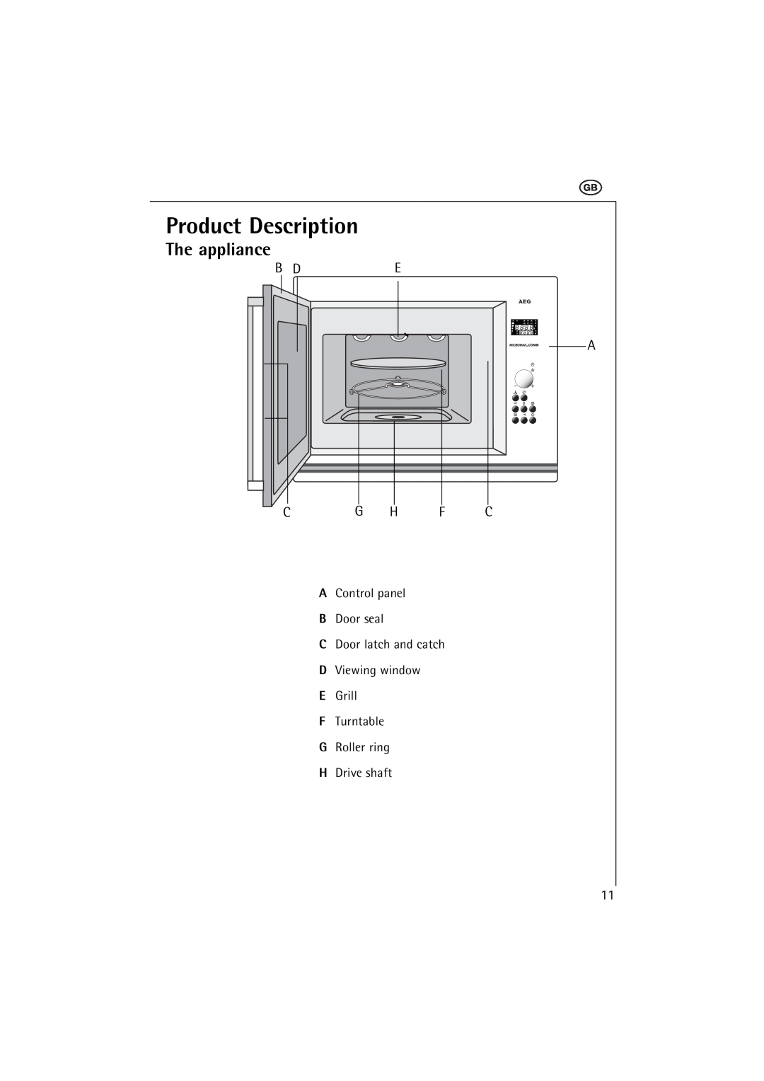 AEG MCC 663 instruction manual Product Description, The appliance, B De A 