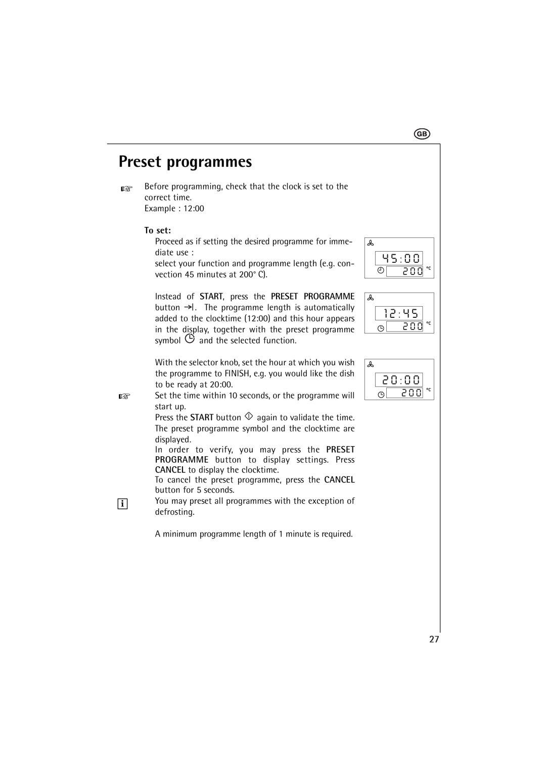 AEG MCC 663 instruction manual Preset programmes, 1 2, To set 