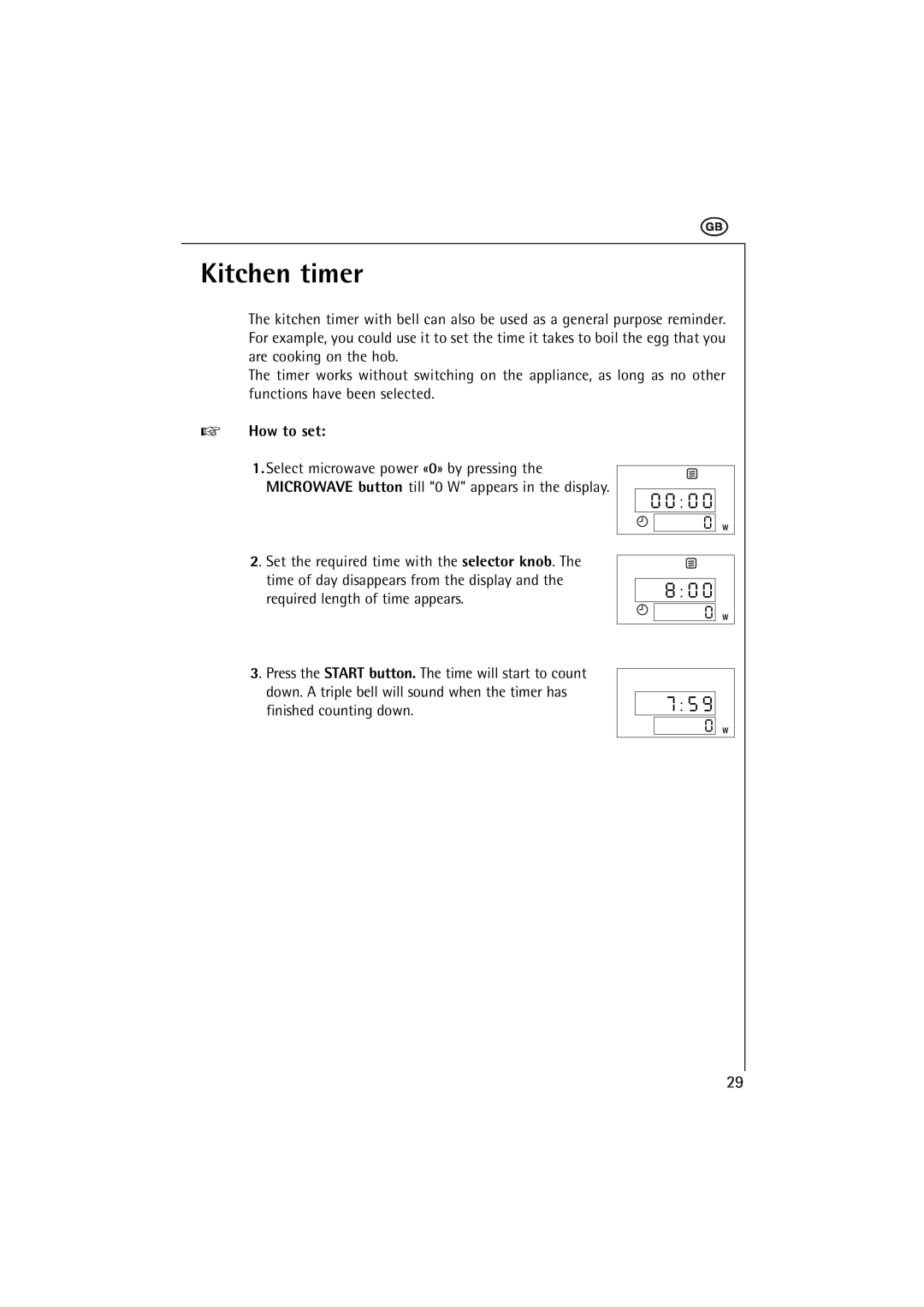 AEG MCC 663 instruction manual Kitchen timer, How to set 