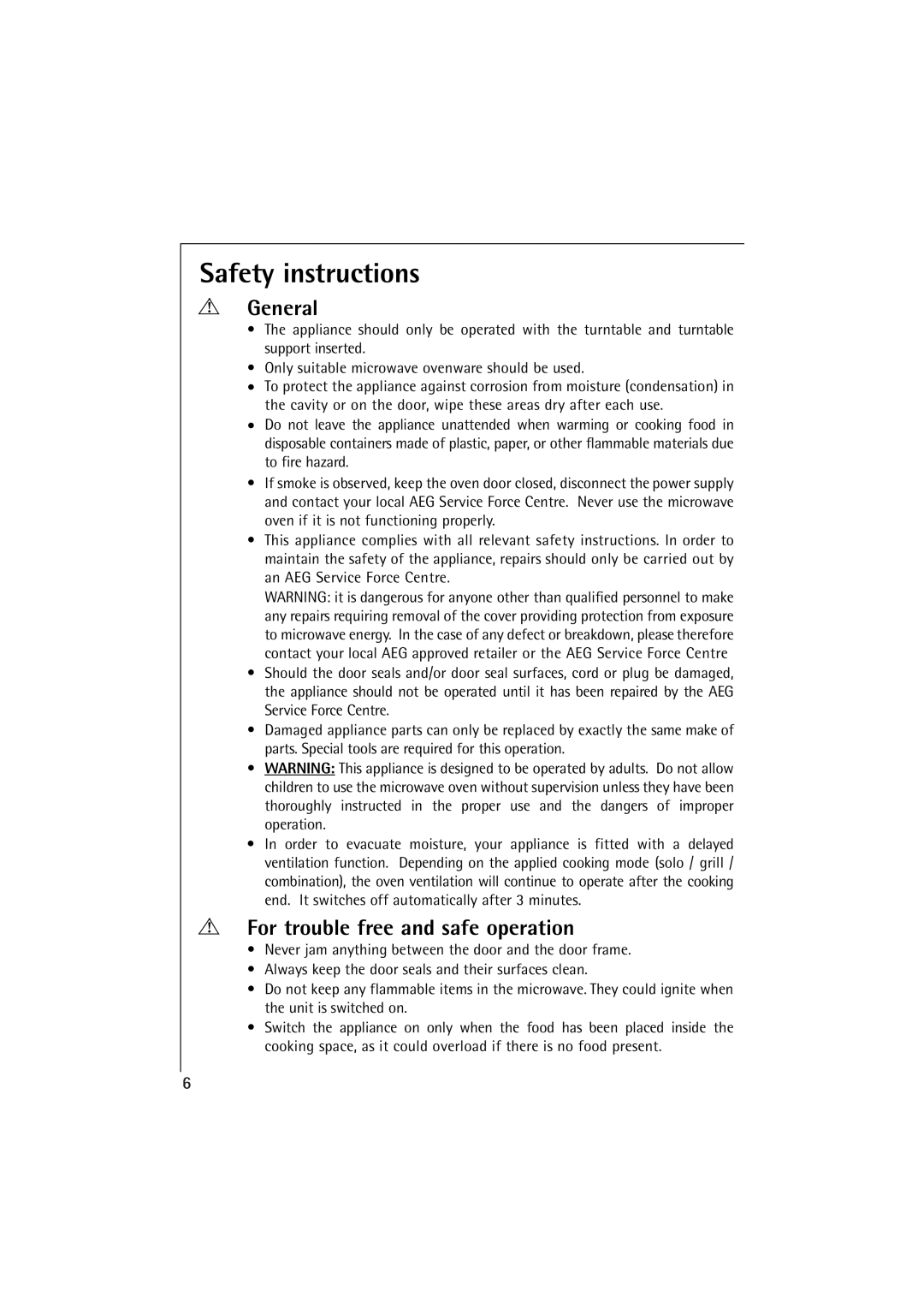 AEG MCC 663 instruction manual Safety instructions, General, For trouble free and safe operation 