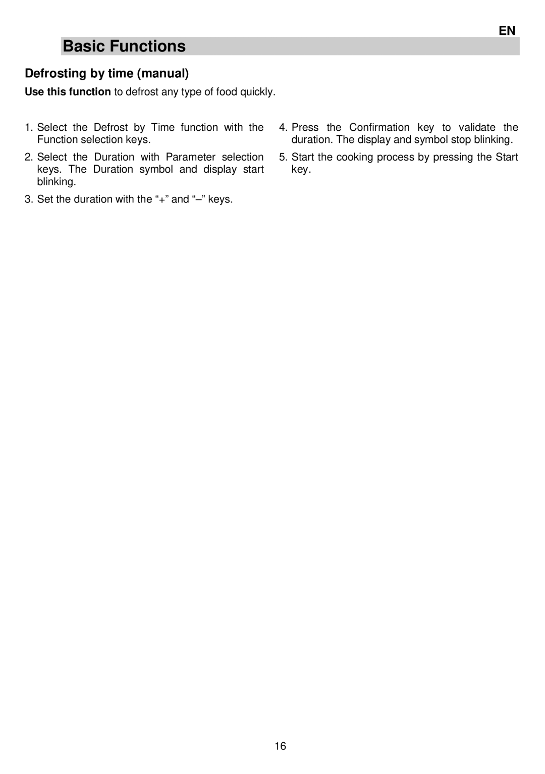 AEG MCC3880E-M user manual Defrosting by time manual 