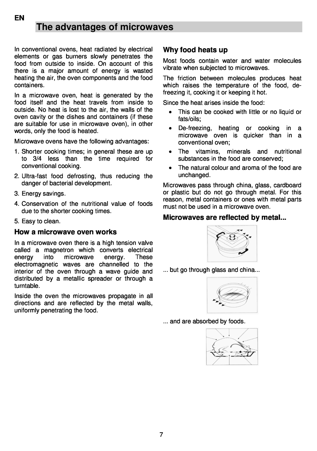 AEG MCC3880E-M user manual The advantages of microwaves, How a microwave oven works, Why food heats up 