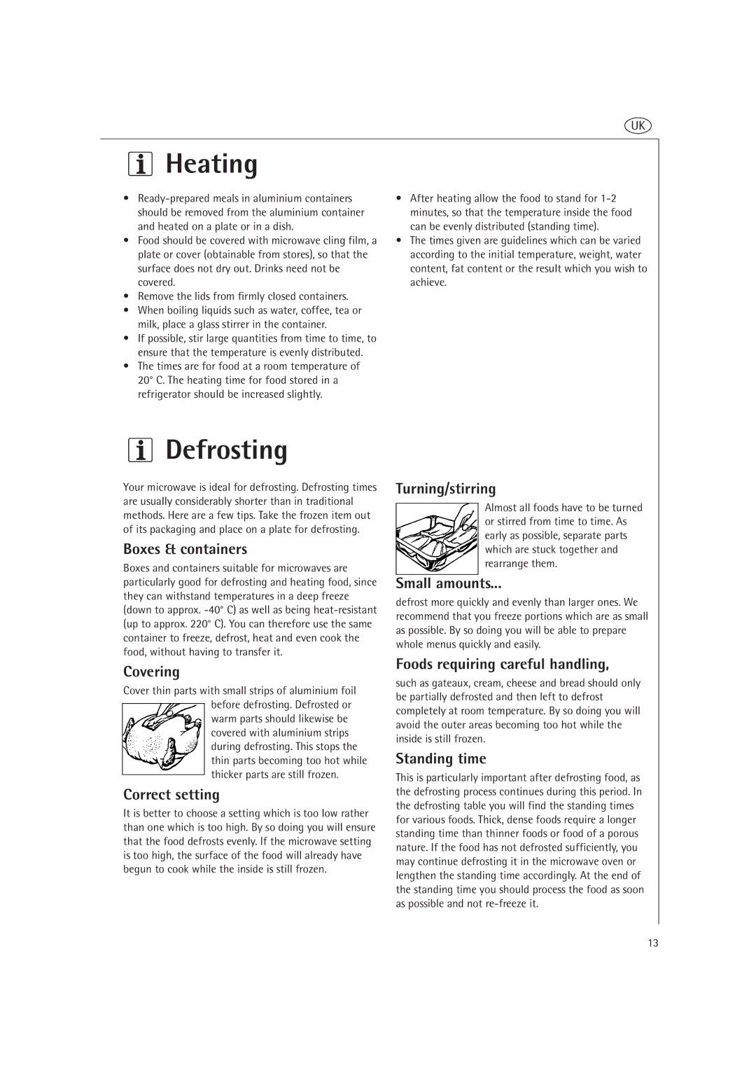 AEG MCD2660E, MCD2661E operating instructions Heating, Defrosting 