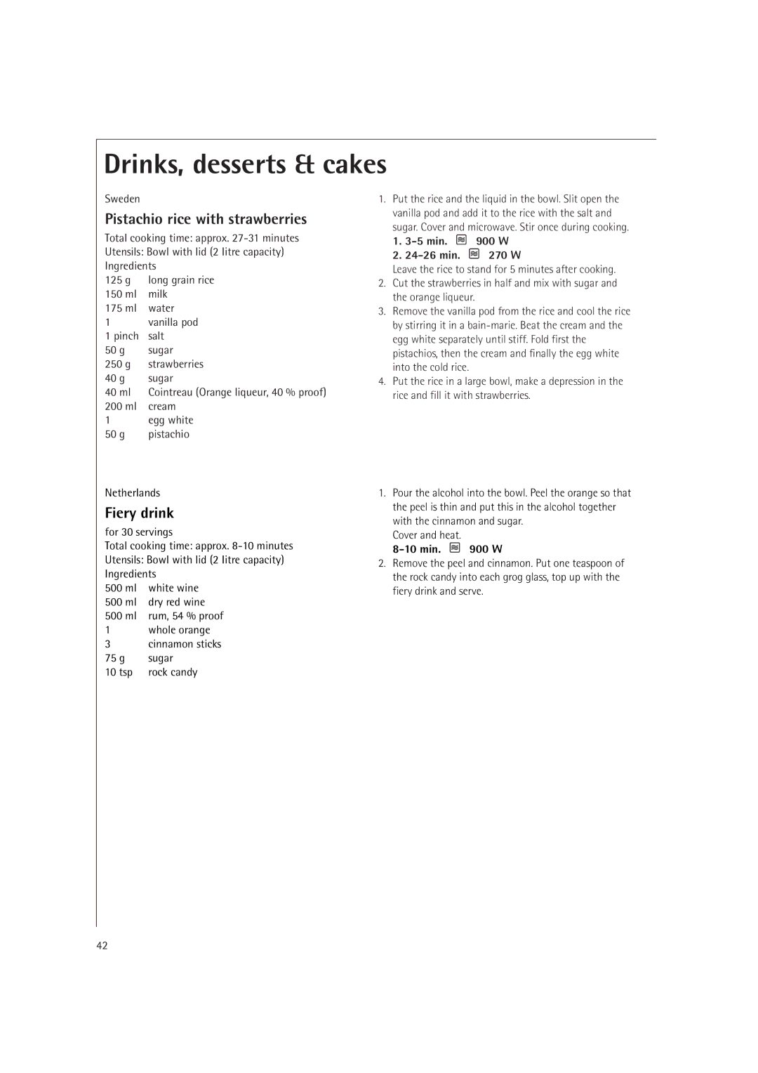 AEG MCD2661E, MCD2660E operating instructions Pistachio rice with strawberries, Fiery drink 