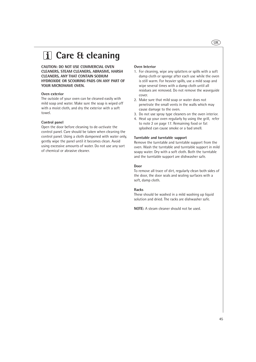 AEG MCD2660E, MCD2661E operating instructions Care & cleaning 