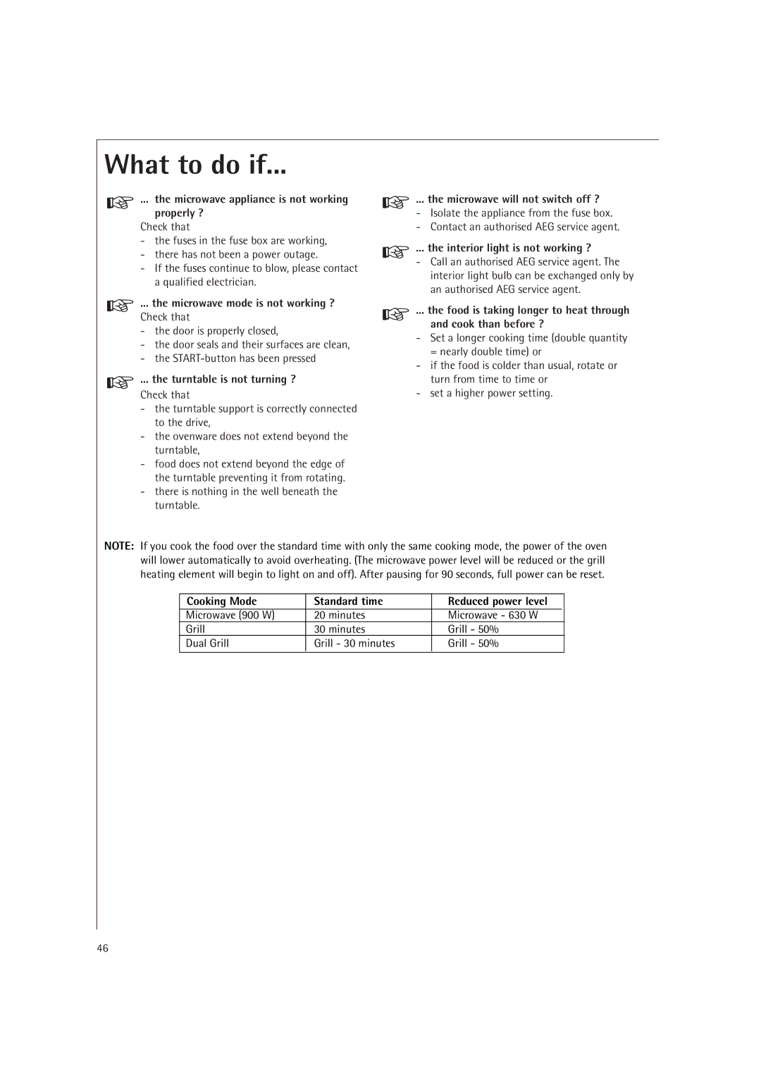 AEG MCD2661E, MCD2660E operating instructions What to do if 