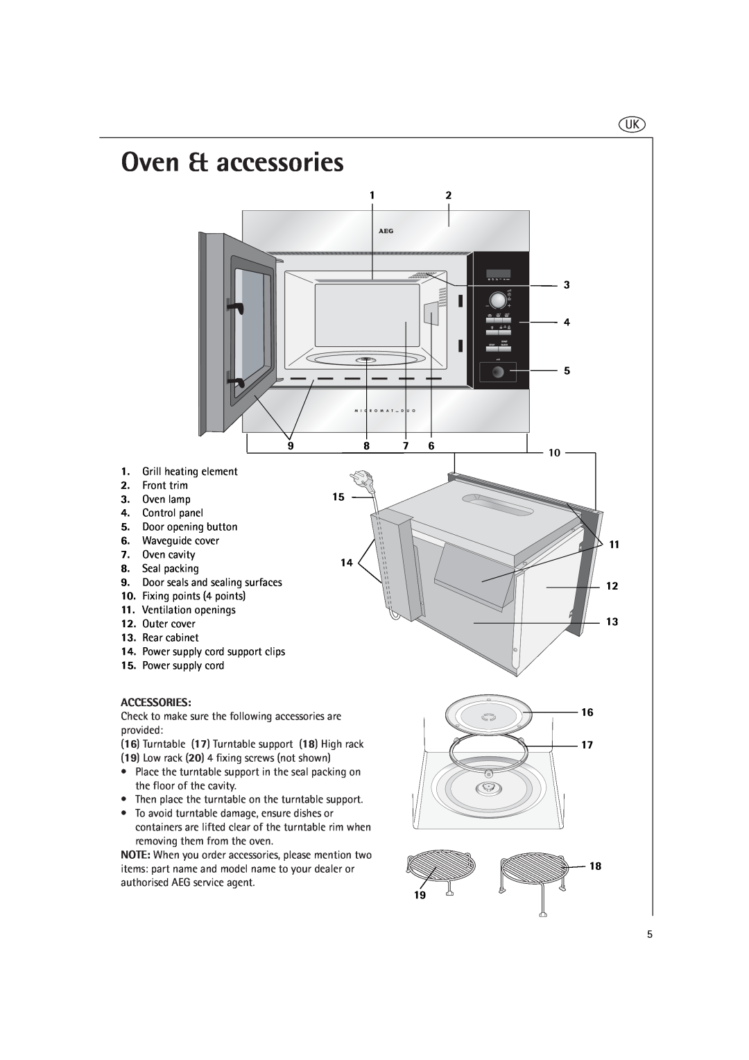 AEG MCD2660E, MCD2661E operating instructions Oven & accessories, Accessories 