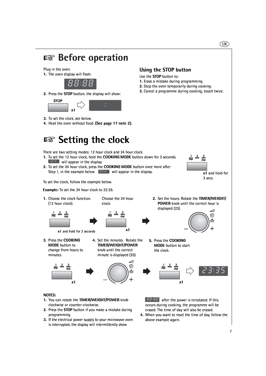 AEG MCD2660E, MCD2661E operating instructions Before operation, Setting the clock, Using the STOP button 