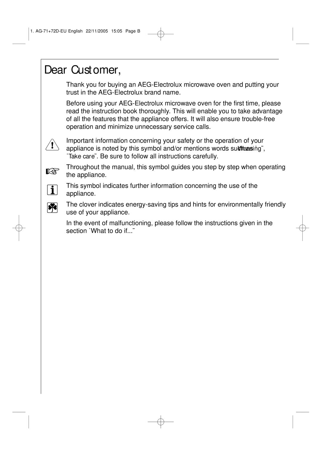 AEG MCD2661EM user manual Dear Customer 