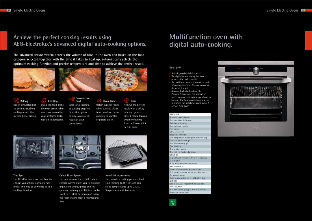 AEG Ovens manual Multifunction oven with digital auto-cooking, B99785M 