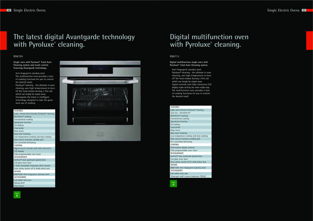 AEG Ovens manual B98795, B88715 