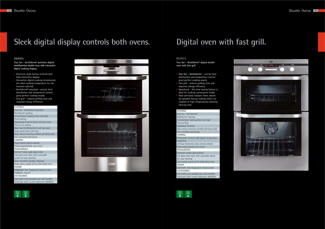 AEG Ovens manual Digital oven with fast grill, D88005, D57015 