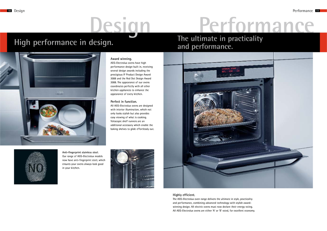 AEG Ovens Design, High performance in design, The ultimate in practicality and performance, Performance, Award winning 