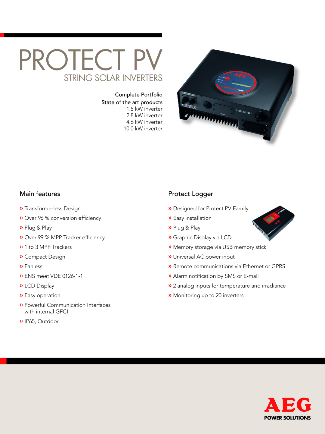 AEG Protect PV 2800, Protect PV 4600, Protect PV 10, Protect PV 1500 manual 